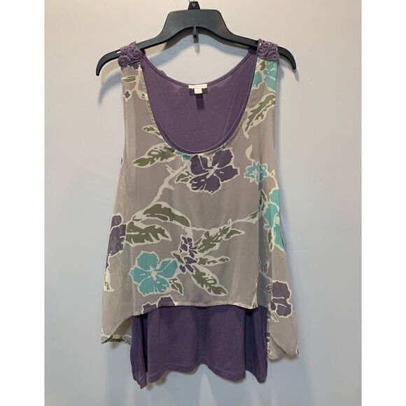 NWT relativity lavender tank top with sheer overlay size L - Picture 5 of 12